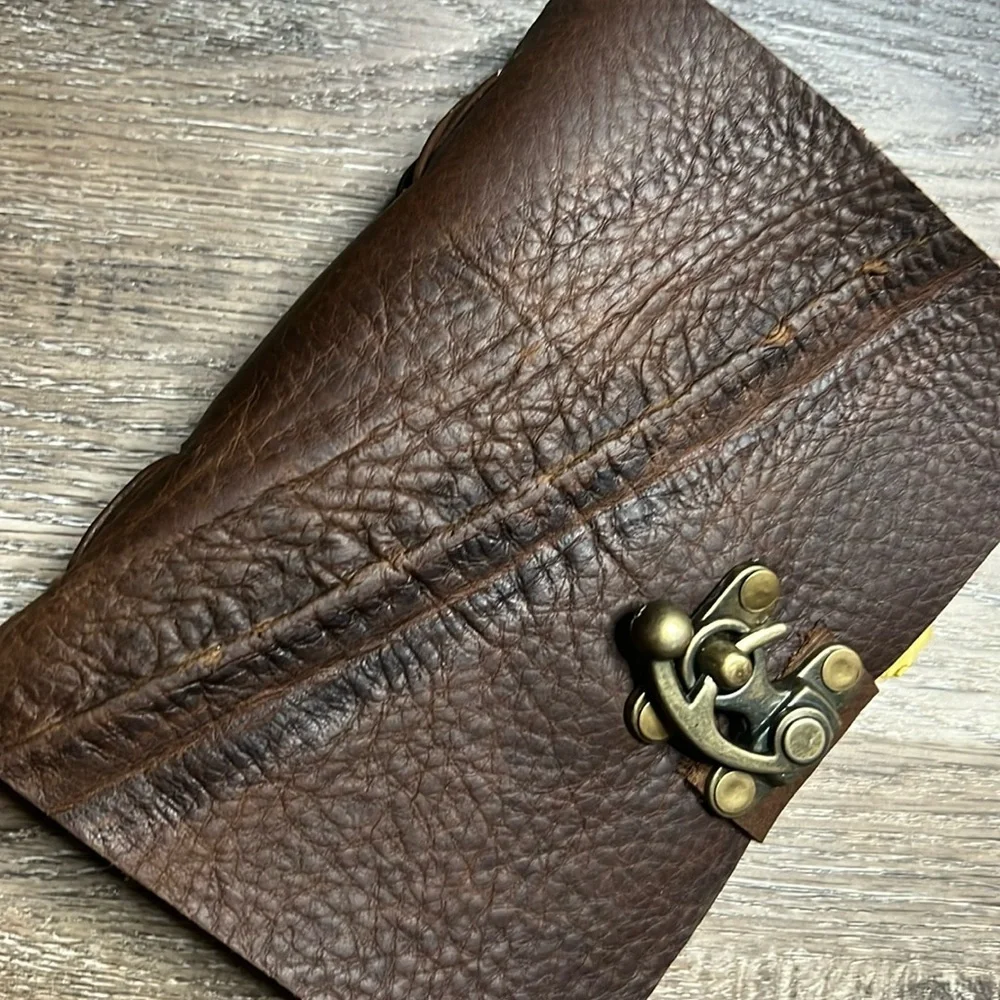 Hand Crafted OOAK Unique Leather Vintage Journal with Antique Deckle Edge Paper - Picture 7 of 12